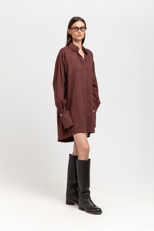 Burgundy herringbone flannel dress