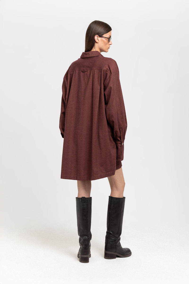 Burgundy herringbone flannel dress