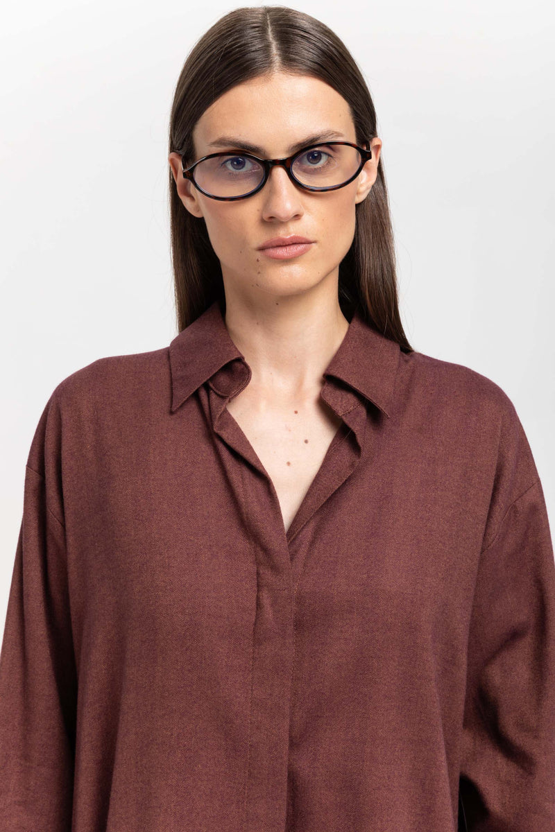 Burgundy herringbone flannel dress