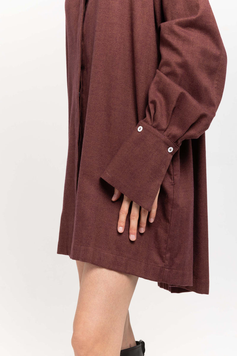 Burgundy herringbone flannel dress