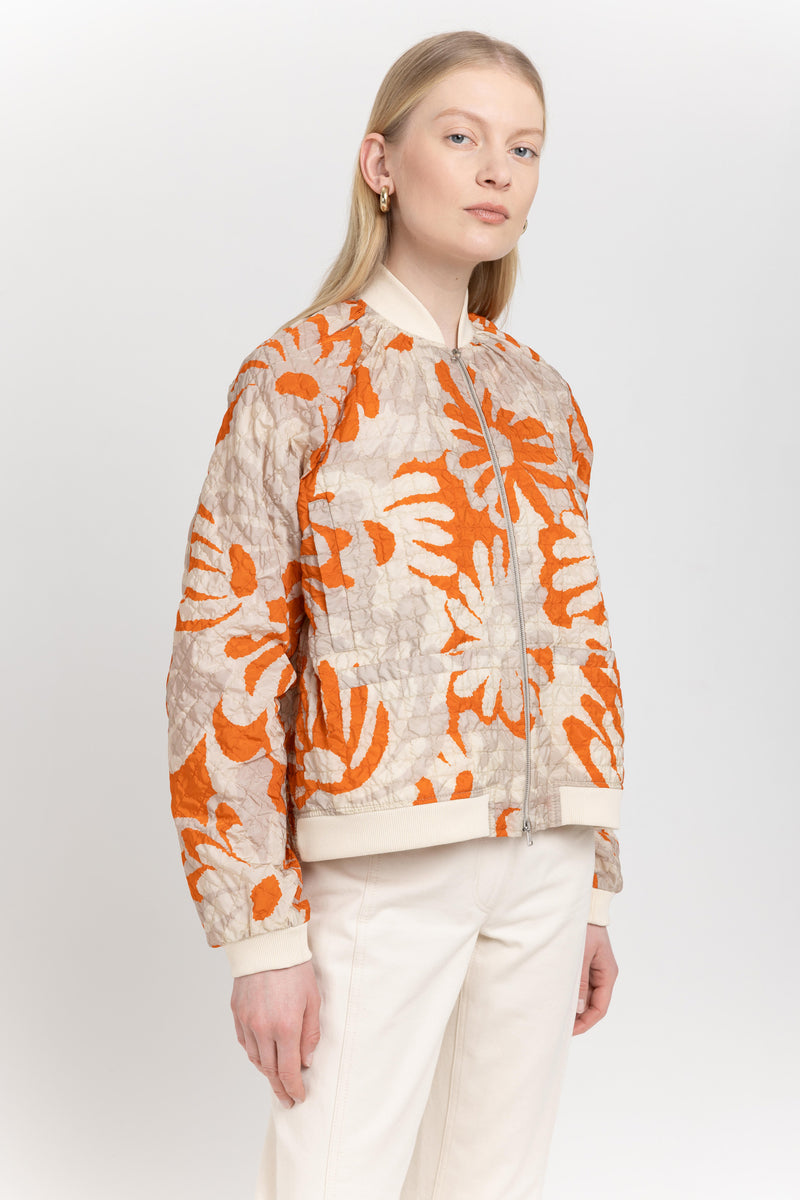 Tricolor daisy print summer bomber jacket