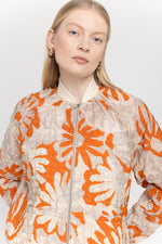 Tricolor daisy print summer bomber jacket