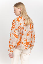 Tricolor daisy print summer bomber jacket