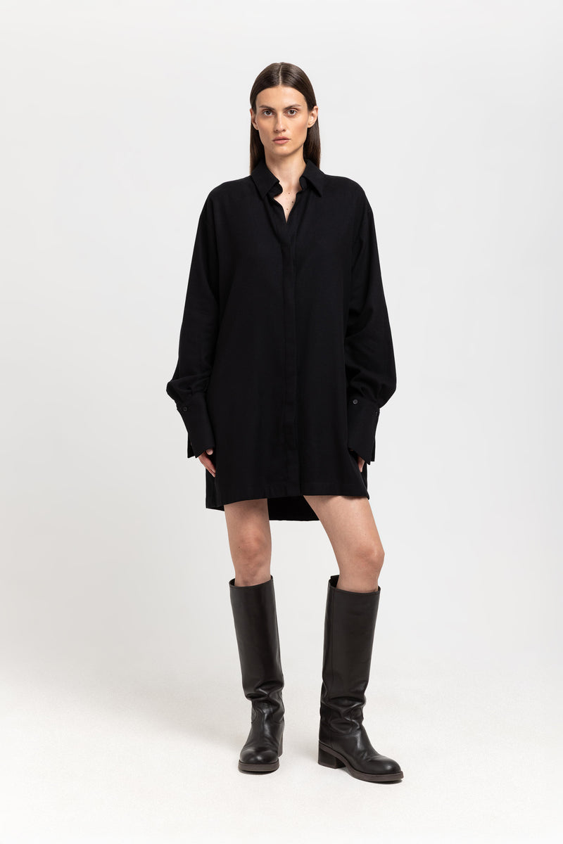 Black cotton flannel dress