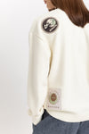 White unisex chunky merino blend multiple patch jumper