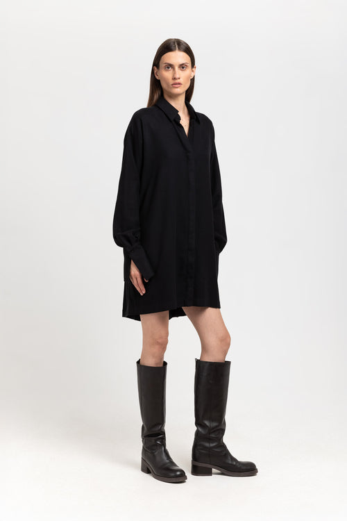 Black cotton flannel dress