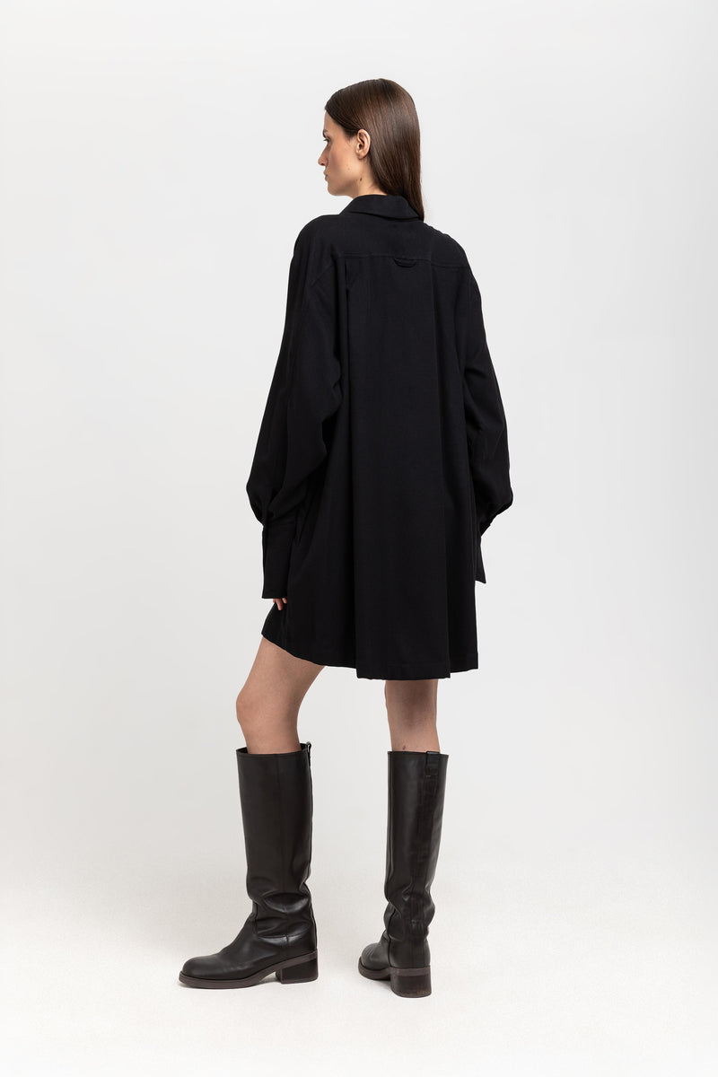 Black cotton flannel dress