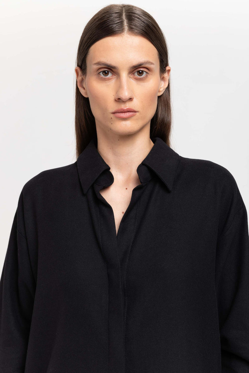 Black cotton flannel dress