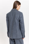 Blue herringone suiting relaxed fit jacket