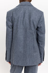 Blue herringone suiting relaxed fit jacket