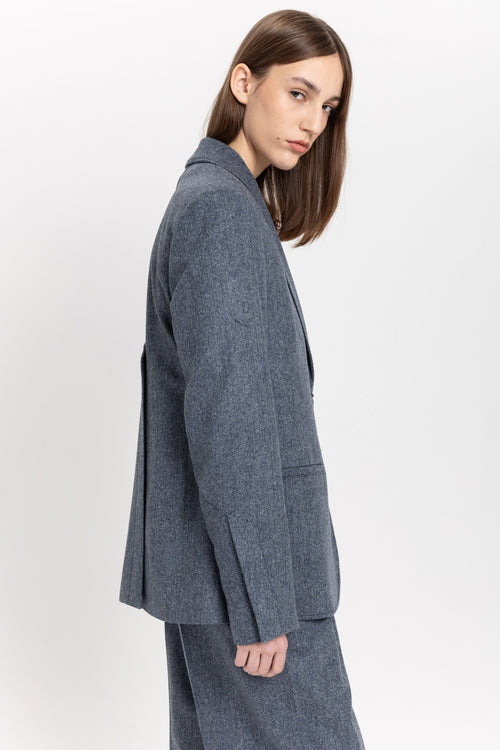 Blue herringone suiting relaxed fit jacket