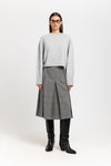 Black & white checkered wool pleated skirt