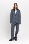 Blue herringone suiting relaxed fit jacket