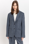 Blue herringone suiting relaxed fit jacket