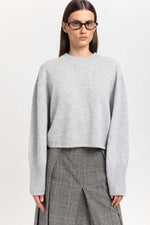 Grey dawn cashmere cropped pullover
