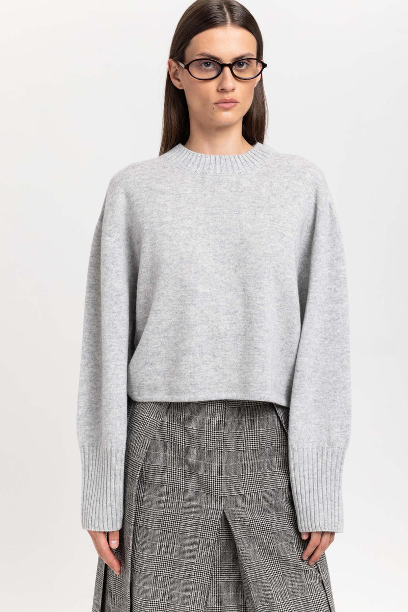 Grey dawn cashmere cropped pullover