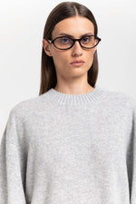 Grey dawn cashmere cropped pullover