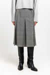 Black & white checkered wool pleated skirt