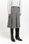 Black & white checkered wool pleated skirt