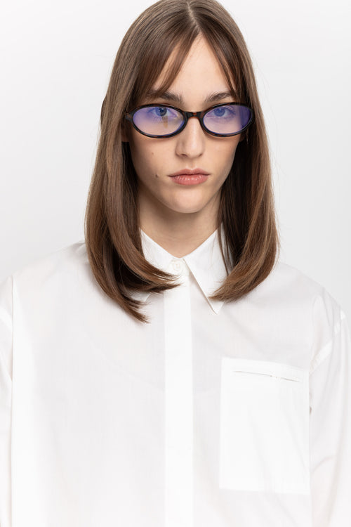 Off white cotton poplin relaxed shirt