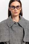 Black & white checkered wool short trench with belt