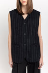 Dark blue light wool tailored vest