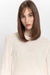 Cream soft viscose wool bell sleeve top