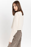 Cream soft viscose wool bell sleeve top