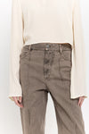 Brown denim straight leg jeans - high waist