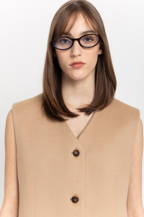 Oatmeal wool cashmere tailored vest