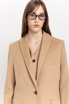 Oatmeal wool cashmere melton tailored coat