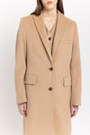 Oatmeal wool cashmere melton tailored coat