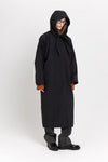 Black waterproof raincoat with scarf