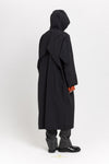 Black waterproof raincoat with scarf
