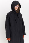 Black waterproof raincoat with scarf