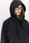 Black waterproof raincoat with scarf