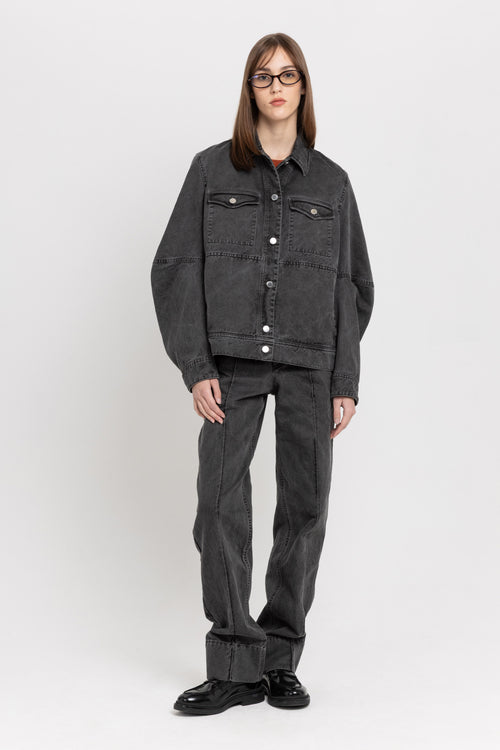 Anthracite denim straight leg jeans - high waist