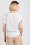 Ivory light crepe short sleeve blouse