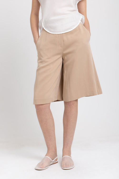 Toffee tencel wide leg shorts