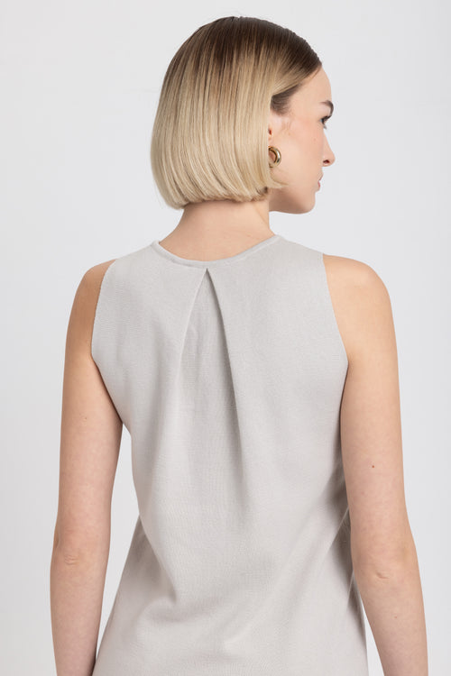 Stone grey soft milano knit sleeveless top