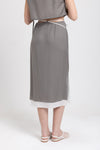 Olive grey light crepe wrap skirt