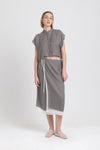 Olive grey light crepe wrap skirt