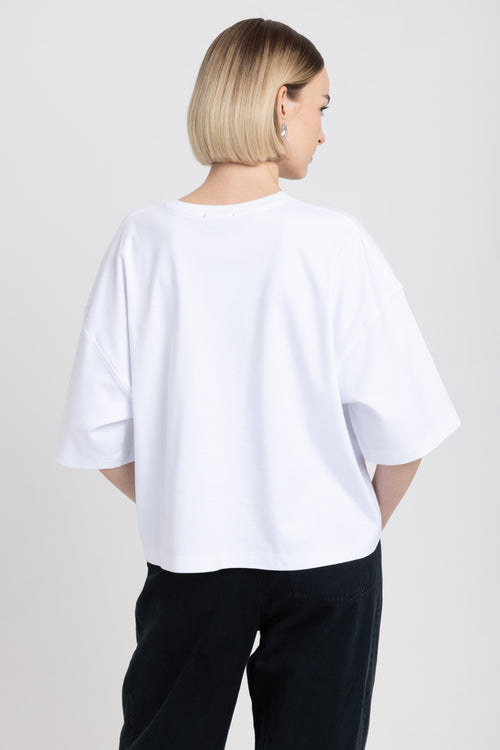 White weighty cotton jersey oversize boxy t-shirt