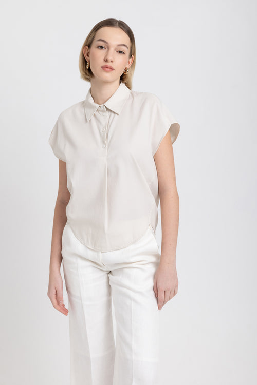 Cream cotton twill creative blouse