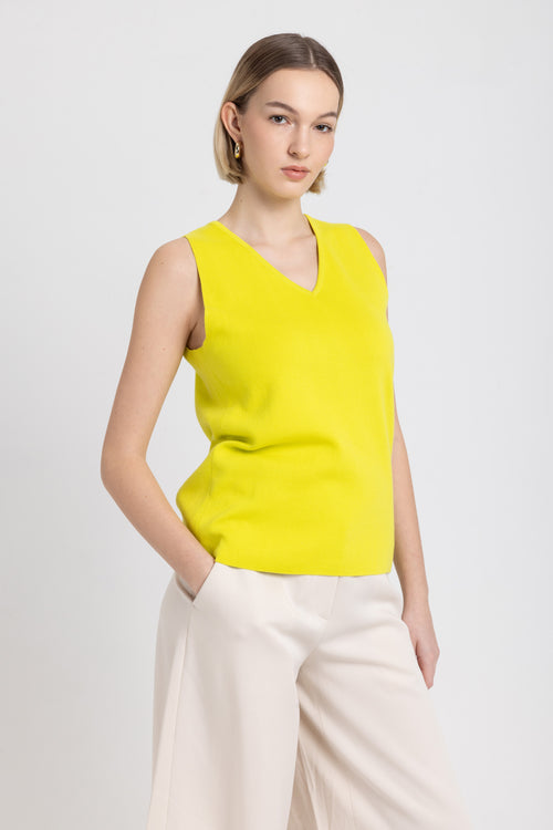 Lime soft milano knit sleeveless top