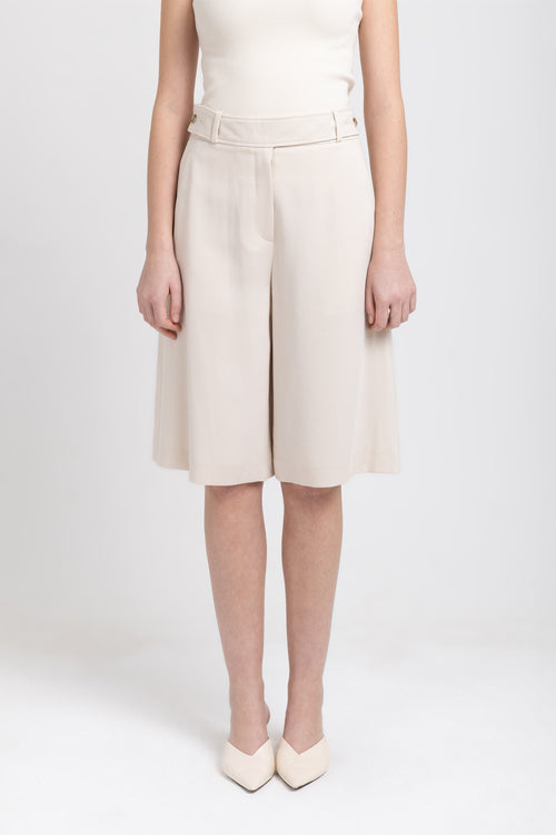 Cream tencel wide leg shorts