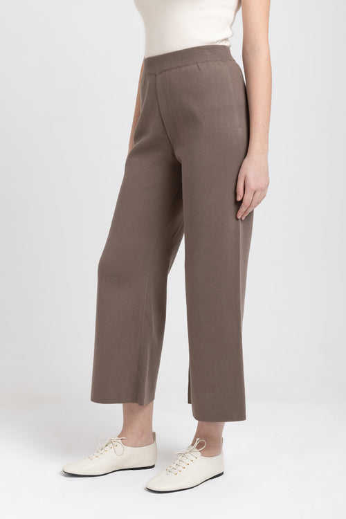 Taupe soft milano knit cullotes