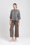 Olive grey light crepe boxy shirt