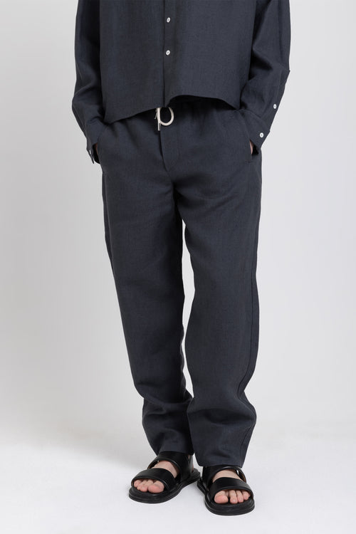 Charcoal linen relaxed pants