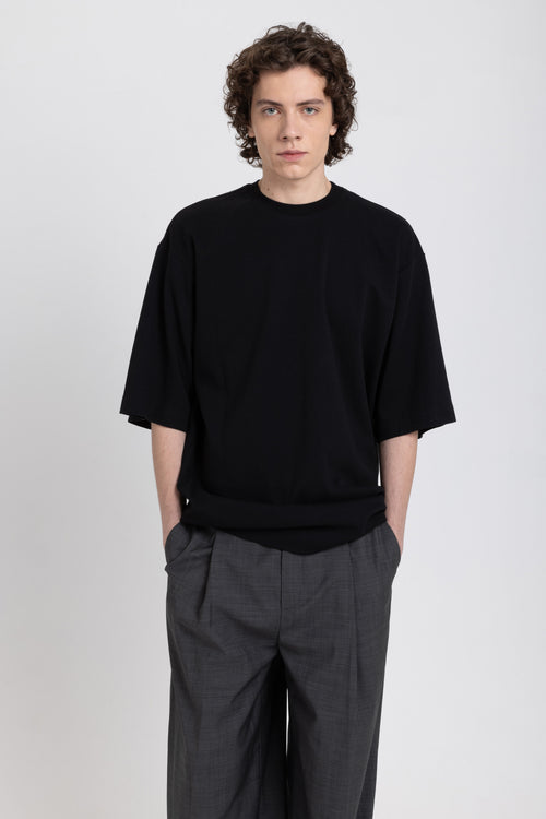 Black weighty cotton jersey oversized boxy t-shirt